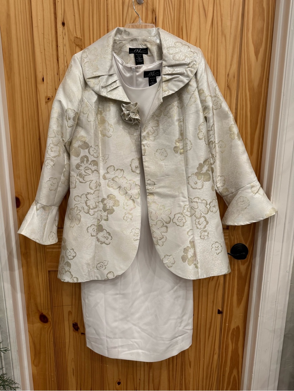 Midnight Velvet Cream Blazer and dress with Gold Floral Jacquard